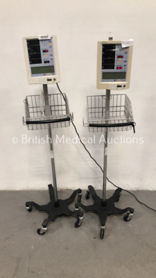 2 x Datascope Accutorr Plus Vital Signs Monitors on Stands (Both Power Up) *S/N FS0070170 / FS0070112*