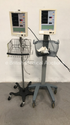 2 x Datascope Accutorr Plus Vital Signs Monitors on Stands (Both Power Up)