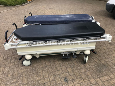 2 x Stryker Hydraulic Patient Trolleys with Mattresses