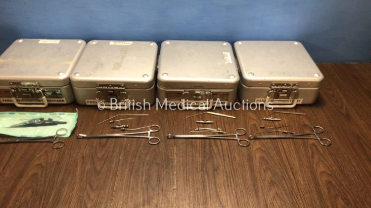 Job Lot of 4 x Para / Myringotomy Surgical Sets in Metal Trays