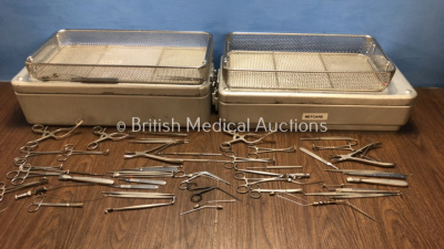 2 x Middle Ear Surgical Sets in Metal Trays