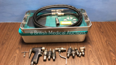 Desoutter MPX Drill Set Including 1 x MPX-500 Handpiece and 9 x Attachments and Air Hose in Tray