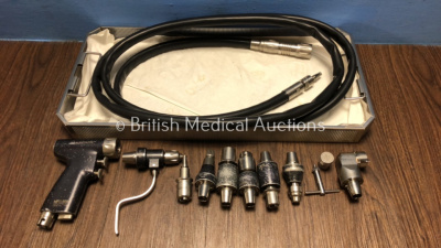 Desoutter MPX Drill Set Including 1 x MPX-500 Handpiece and 9 x Attachments and Air Hose in Tray