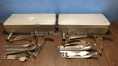 Job Lot of Hip Surgery Instruments in 2 x Metal Trays