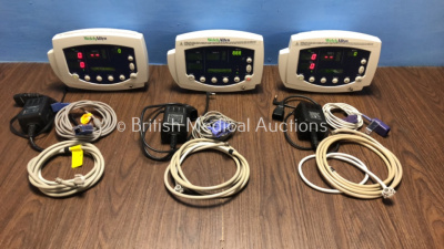 3 x Welch Allyn 53N00 Patient Monitor with 3 x Power Supplies 3 x SpO2 Leads and 3 x BP Hoses (All Power Up)