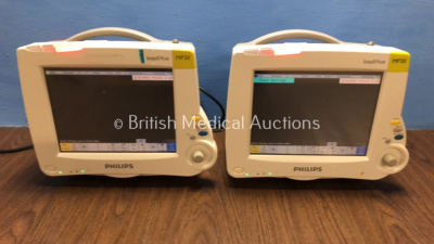 2 x Philips Intellivue MP30 Touch Screen Patient Monitors Version G.01.66 / G.01.66 (Both Power Up with Some Slight Marks to Screen and Casing) *Mfd 2