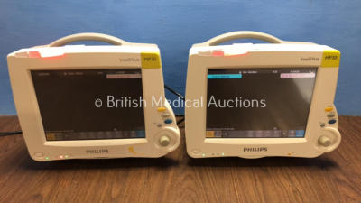 2 x Philips Intellivue MP30 Touch Screen Patient Monitors Version J.10.54 / J.10.54 (Both Power Up) *Mfd 2007 / N/A*