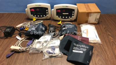 Job Lot Including 2 x Welch Allyn 53N00 Patient Monitors with 2 x Power Supplies (Both Power Up) 2 x BP Hoses, 4 x Cuffs and 24 x Covidien Nellcor Inf