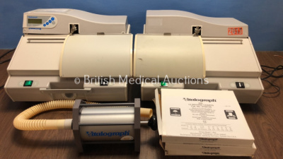 1 x Vitalograph 2160 and 1 x Vitalograph 2150 Volumetric Storage Spirometers with 2 x AC Power Supplies (Both Power Up) Including 1 x Precision Syring