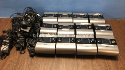 12 x ResMed S9 Escape CPAPs with 12 x Power Supplies (All Power Up - 3 Missing Buttons)