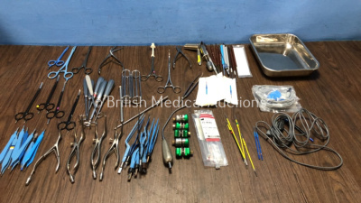 Mixed Lot Including Various Surgical Instruments, 2 x Diathermy Cables and 1 x Metal Tray