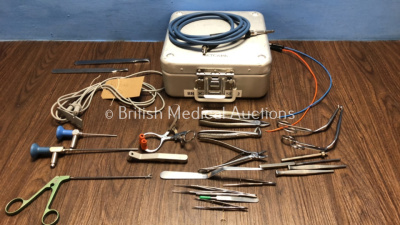 Dental Bridging Kit Set in Metal Tray Including 2 x Stryker Scopes (1 Damaged) 1 x BiPolar Lead, Diathermy Electrodes and 1 x Cuda Deluxe Headlight Ca