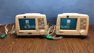 2 x Edwards Lifesciences Vigileo Patient Monitors with FloTrac Cables (Both Power Up) *VL000644 / VL000655*