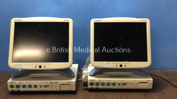 2 x Fukuda Denshi DS-7300 Patient Monitors with 2 x Fukuda Denshi HS-700 Modules (Both Power Up with Blank Screens)