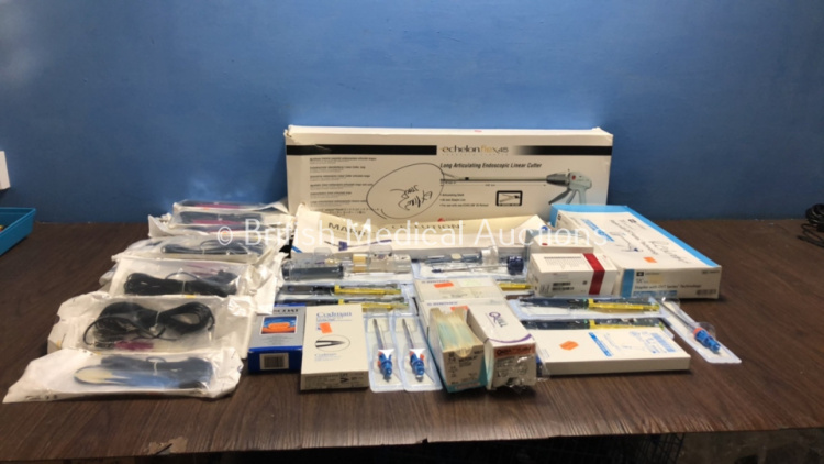 Job Lot of Surgical Consumables Including Medtronic XOMED Bur Bullet Cutting,Synthes T-Plate Oblique Angled,Covidien Endo Gia Universal Articulating L