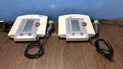 2 x Enraf Nonius Sonopuls 492 Ultrasound Therapy Unit with 2 x 1458.901 Handpiece / Transducers and 2 x AC Power Supplies (Both Power Up)