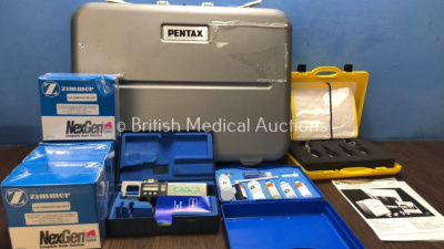 Mixed Lot Including 1 x Pentax Scope Case (Damaged Catch-See Photo) 4 x Zimmer NexGen Knee Femoral Components, 1 x CADAR Measurement System, 2 x 3M Qu