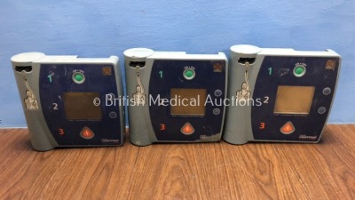 3 x Laerdal Heartstart FR2 Semi Automatic Defibrillators (All Damaged - Spares/Repairs)