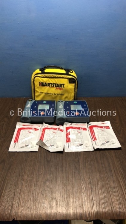 1 x Philips Heartstart FR2+ Defibrillator with 1 x Battery and 2 x Electrodes and 1 x Laerdal HeartStart FR2+ Defibrillator with 1 x Battery,2 x Elect
