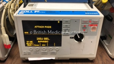 4 x Zoll M Series Defibrillators Including 1 x Pacer and 4 x ECG Options with 4 x Paddle Leads, 4 x 3 Lead ECG Leads and 4 x Batteries (All Power Up) - 3