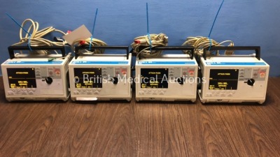 4 x Zoll M Series Defibrillators Including ECG Options with 4 x Paddle Leads, 4 x 3 Lead ECG Leads and 4 x Batteries (All Power Up) *S/N TO7B87693 / T
