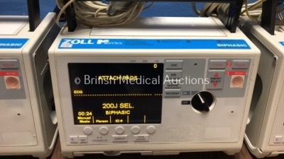 4 x Zoll M Series Defibrillators Including ECG Options with 4 x Paddle Leads, 4 x 3 Lead ECG Leads and 4 x Batteries (All Power Up) *S/N TO7B87693 / T - 3