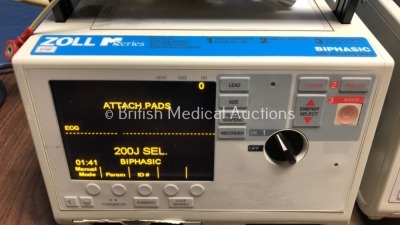 3 x Zoll M Series Defibrillators Including ECG Options with 3 x Paddle Leads, 1 x 3 Lead ECG Lead and 3 x Batteries (All Power Up) *S/N T07B87713 / T0 - 4