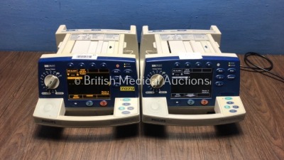 2 x Philips HeartStart XL Smart Biphasic Defibrillators with Pacer,ECG and Printer Options (Both Power Up) * SN US00445251 / US00122002 * - 5