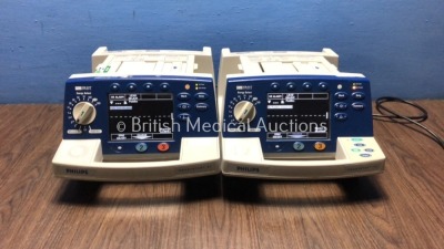 2 x Philips HeartStart XL Smart Biphasic Defibrillators with Pacer,ECG and Printer Options (Both Power Up) * SN US00936709 / US00443835 * - 4