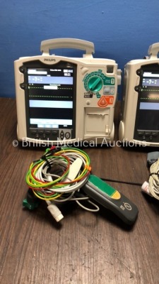 2 x Philips Heartstart MRx Defibrillators Including Pacer, ECG and Printer Options with 2 x Philips M3539A Batteries, 2 x Philips M3538 Module, 2 x Pa - 2