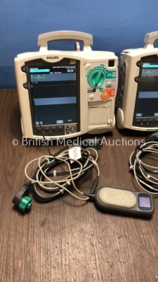 2 x Philips Heartstart MRx Defibrillators Including Pacer, ECG and Printer Options, 1 x with CO2 Option with 2 x Philips M3539A Batteries, 2 x Philips - 2