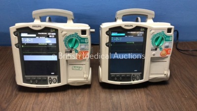 2 x Philips Heartstart MRx Defibrillators Including Pacer, ECG and Printer Options, with 2 x Philips M3539A Batteries, 2 x Philips M3538 Modules (Bot