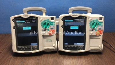 1 x Philips HeartStart MRx Defibrillator with BP1,BP2,NBP,ECG,SpO2,Press and Printer Options with Module and Battery and 1 x Philips HeartStart MRx De
