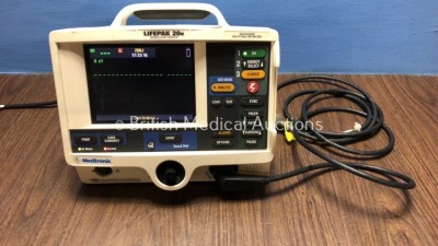 Medtronic Physio-Control Lifepak 20e Defibrillator / Monitor *Mfd - 2012* with Battery and Paddle Lead, Pacer, ECG and Printer Options (Powers Up)