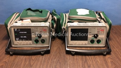 2 x Zoll E Series Defibrillators Including Pacer, ECG, NIBP, CO2 and SpO2 Options (1 x Powers Up with Stock Battery - Not Included)