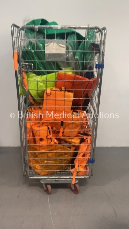 Mixed Cage of Ambulance Equipment Including Blankets, Gloves and Suction Unit Cups and Holders (Cage Not Included)