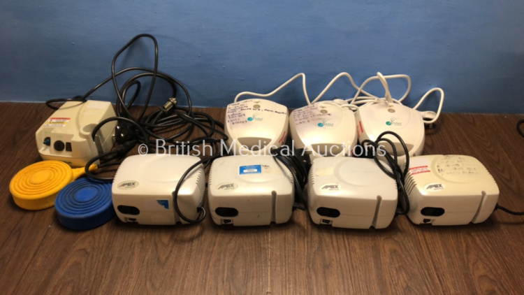 Mixed Lot Including 1 x Electrosurgical Foot Control, 4 x Apex Mini-Plus Compressors and 3 x AirMed 1000 Compressors