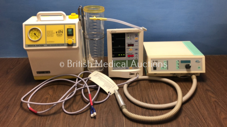 Mixed Lot Including 1 x Datascope Accutorr Plus Patient Monitor, 1 x Sam 12 Suction Unit with Cup and 1 x Berchtold S35 Dust Extractor