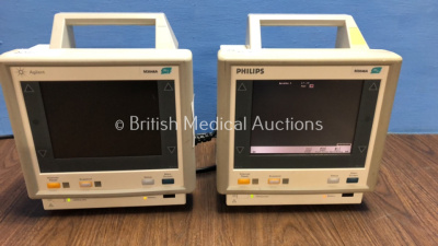 1 x Philips M3046A Patient Monitor and 1 x Agilent M3046A Patient Monitor (Both Power Up, 1 with Blank Screen)