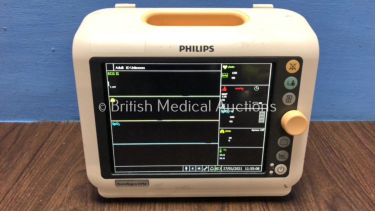 Philips Sure Signs VM6 Bedside Monitor Including ECG, SpO2, Temp and NIBP Options *Mfd 2012-04* (Powers Up) *US12560737*