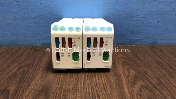 2 x GE E-PRESTN Multiparameter Modules with SPO2, T1-T2, P1-P2, NIBP and ECG Options *Mfds - 03/2010 and 07/2010*