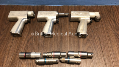 Stryker System 5 Set Including 1 x Rotary 4203 Handpiece, 1 x Sagittal 4208 Handpiece, 1 x Recip 4206, 1 x Drill 4103-131, 1 x Drill 4103-110, 1 x Reamer 4100-235, 1 x Reamer 4103-210 and 1 x AO Large 4100-210 in Metal Tray