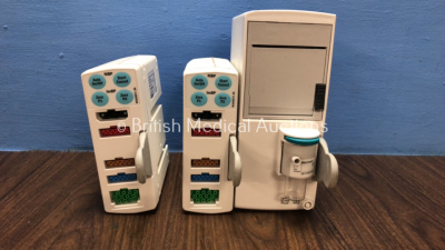 2 x GE E-PSMP Patient Modules and 1 x GE N-FCREC Combi Gas/Recorder Module with Mini D -fend Water Trap *Mfd 2010 / 2010 / 2011*