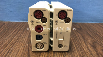 1 x Philips M3001A Patient Module *Mfd 2012-02* and 1 x Philips M3015A Microstream C02 Module *Mfd 2016-04*