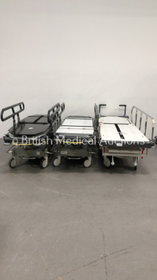 1 x Huntleigh Lifeguard Hydraulic Patient Trolley and 2 x Anetic Aid Hydraulic Patient Trolleys (Hydraulics Tested Working)