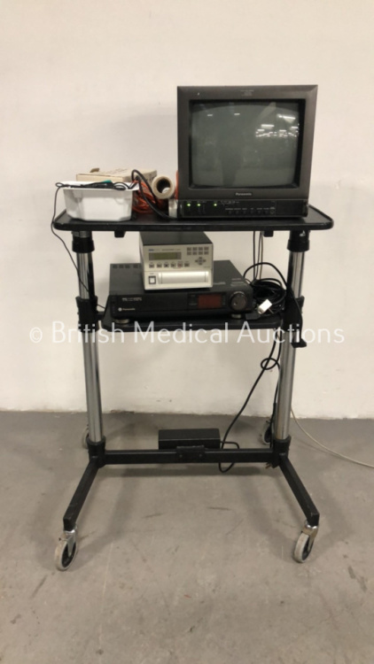 TV Stand with Panasonic Monitor, DataVideo MP-6000MD DVD Recorder and Panasonic NV-FS90 HQ Video Cassette Recorder (GL)