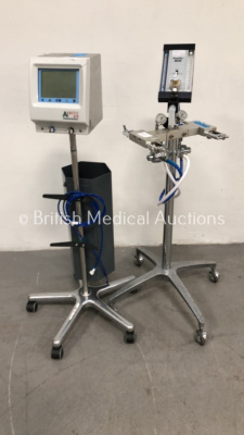 1 x Quantiflex Oxygen / Nitrogen Mixer on Stand with Hoses and 1 x Anetic Aid AET Electronic Tourniquet on Stand with Hoses *S/N 025610 / 1502*