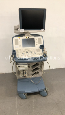 Toshiba Xario SSA-660A Flat Screen Ultrasound Scanner *S/N LGF08X4529* **Mfd 2008** with 2 x Transducers / Probes (PVT-382BT *Mfd 03/2015* and PVT-674BT *Mfd 03/2010*) and Sony UP-D897 Digital Graphic Printer (HDD REMOVED)