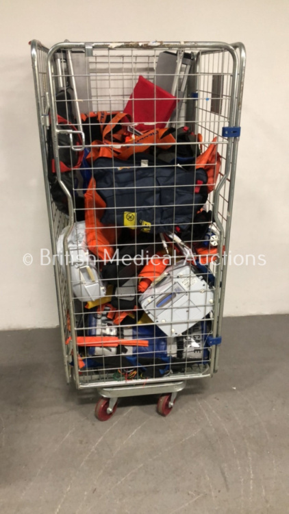 Cage of Mixed Ambulance Equipment Including Camel and Elk Compressor, Scoop Stretcher and Bags (Cage Not Included)