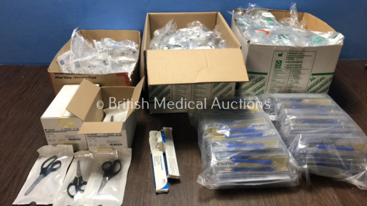 Job Lot of Consumables Including Adult Breathing Masks with Tubes, Nebuliser Masks, Dental Scrapers and Nurses Disposable Scissors